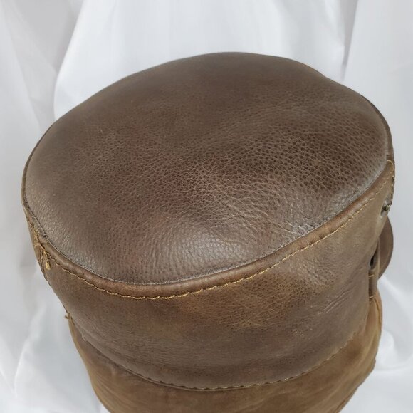 Ricardo BH Brown Leather Aviator Hat With Faux Fur Lining Elmer Fudd Ear flaps - Picture 16 of 16